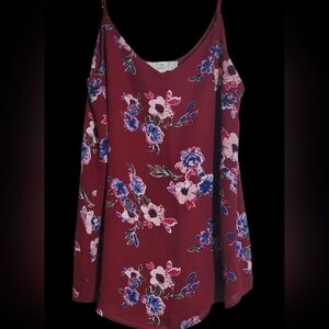 Pink Republic Floral Camisole - Burgundy Pink Blue Lined Adjustable Straps